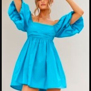 Elegant Blue Off-Shoulder Dress